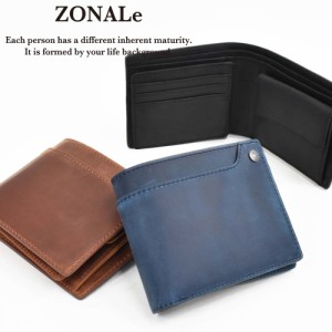 ゾナール ZONALe 二つ折り財布 二つ折り 財布 2つ折り 本革 革 レザー メンズ レディース 折りたたみ ミドルウォレット 小銭入れ付き メ