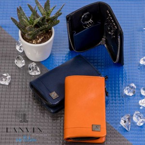 LANVIN en Bleu キーケース ランバン オン ブルー マルセイユ スマートキー 本革 革 レザー メンズ レディース ファスナー付き 5連 鍵入