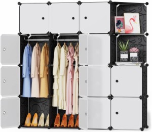 クローゼット ワードローブ  棚 収納 収納ボックス 組み立て式 衣類収納ラック 扉付き ボックス カラーボックス 組立簡単 DIY 寝室 リビ