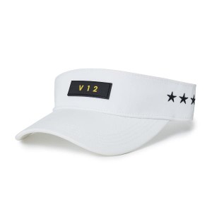 V12 ゴルフ バイザー 帽子 メンズ レディース サンバイザー ゴルフバイザー 無地 星 ブランド マジックテープ サイズ調節 白 ホワイト V1