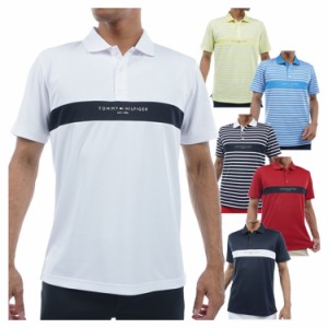 トミーヒルフィガー ゴルフ ポロシャツ メンズ 半袖 シャツ 吸水速乾 UVカット ゴルフウェア ブランド エッセンシャル 無地 ライン ロゴ 