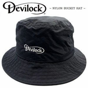 DEVILOCK / デビロック「NYLON BUCKET HAT」バケットハット ポークパイハット 帽子 撥水 黒 ブラック 刺繍 ナイロン ポリエステル 撥水 