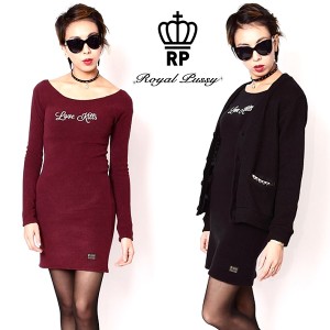 【30%OFF SALE】ROYAL PUSSY / ロイヤルプッシー「BOAT NECK WOOLY DRESS」ボートネックワンピース スカート ストレッチ 高保温性 黒 ブ