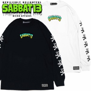 SABBAT13 / サバトサーティーン / サバト13「CRYPT L/S T」ロンＴ Ｔシャツ 長袖 黒 白 ブラック ホワイト 袖プリント ロゴ スカル ドク