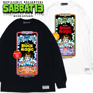 SABBAT13 / サバトサーティーン / サバト13「WITCHING HOUR 2 L/S T」ロンＴ Ｔシャツ 長袖 黒 白 ブラック ホワイト スカル ドクロ アメ