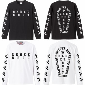 SKULLSHIT / スカルシット「Message ROCK Long Sleeve T-sh」長袖Ｔシャツ ロンＴ 袖プリント 棺 バックプリント 黒 白 ブラック ホワイ