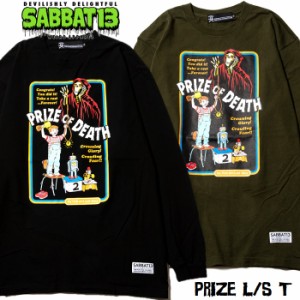 SABBAT13 / サバトサーティーン / サバト13「PRIZE L/S T」ロンＴ 長袖Ｔシャツ 黒 ブラック 緑 カーキ グリーン アメコミ スカル ドクロ