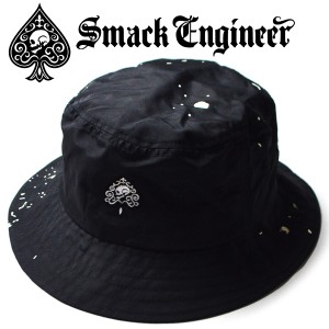 SMACK ENGINEER / スマックエンジニア「SPLASH BUCKET HAT」バケットハット ポークパイハット 帽子 撥水 スプラッシュ加工 黒 ブラック 