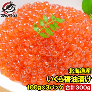 送料無料 イクラ醤油漬け 300g 北海道産 いくら 100g×3パック 最高級の一番手！銀座の寿司屋も使う厳選の本格派イクラ【いくら イクラ 