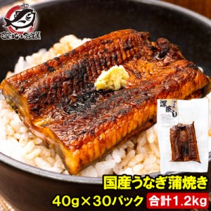 送料無料 うなぎ蒲焼き カットうなぎ 国産うなぎ 40g×30パック 合計1200g 食べきりサイズ 柔らかうなぎを丁寧に焼き上げました。深蒸し 