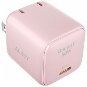 AUKEY オーキー ACアダプター Type−C 30W PD対応 ピンク PA−B1L−PK 1ポート USB Power Delivery対応 GaN 窒化ガリウム 急速充電