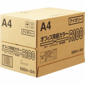 日本紙通商 オフィス用紙カラーＲ１００ Ａ４ アイボリー １箱（２５００枚：５００枚×５冊）