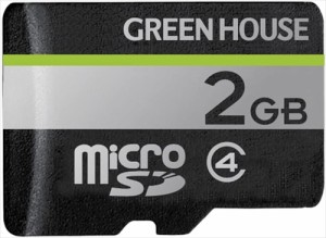 GREEN HOUSE グリーンハウス マイクロSDカード microSD 2GB 2ギガ SD変換アダプタ付き ケース付き GH−SDM−D2G