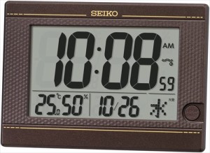 セイコー セイコークロック 置時計 掛時計 デジタル 電波 濃茶メタリック 150×210×22mm SQ448B、スタンド使用時：145×210×71mm 掛け