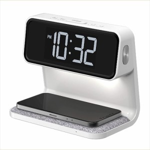 ADESSO アデッソ 目覚まし時計 デジタル ワイヤレスチャージングクロック with ベッドライト QA−04 ホワイト 置時計