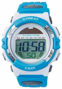デジタルソーラー腕時計 サン・フレイム スクエアフェイス 5気圧防水 ブルー SAN FLAME RSM02-BL