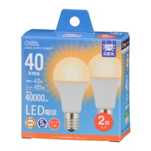 LED電球小形E17 40形相当 電球色 2個入 オーム LDA4L-G-E17 AG62P