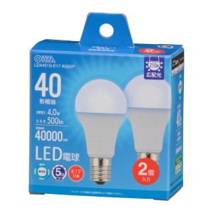 LED電球小形E17 40形相当 昼光色 2個入 オーム LDA4D-G-E17 AG62P