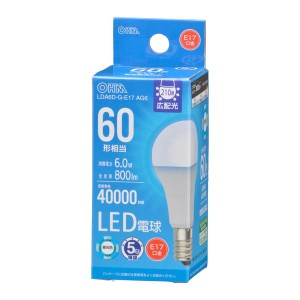 LED電球小形E17 60形相当 昼光色 オーム LDA6D-G-E17 AG6