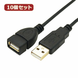 変換名人 10個セット 極細USBケーブルAオス-Aメス 1m USB2A-AB/CA100X10