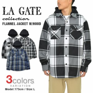 LA GATE ジャケット シャツジャケット キルティングジャケット エルエーゲート フード付き HOODED FLANNEL JACKET