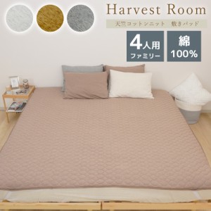 天竺ニット 敷きパッド/4人用 240×205cm  HarvestRoom ハーベストルーム 綿100% コットン 天竺 単品 ファミリーサイズ 綿 軽い おしゃれ