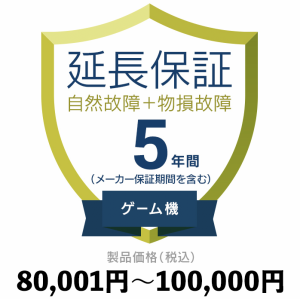 ゲーム機物損故障付き保証【5年に延長】80,001円〜100,000 延長保証