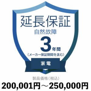 家電自然故障保証【3年に延長】200,001円〜250,000円 延長保証