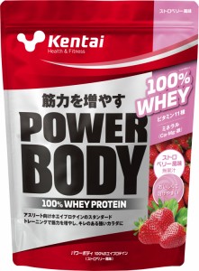 ケンタイ Kentai パワーボディ 100％ホエイプロテイン ストロベリー風味 350g トレーニング フィットネス スタンダードタイプ たん