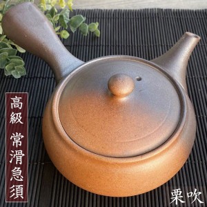 急須 おしゃれ 常滑焼 お茶が美味しくなる ティーポット 日本製 帯網 カフェポット 丸い 茶こし付き プレゼント ギフト 茶器 茶色 栗吹