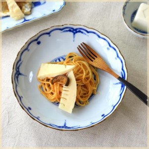 吉祥小紋 麻の葉 8寸皿 日本製 美濃焼 大皿 主食皿 メインディッシュ パスタプレート オムライス レトロ感 和カフェ皿 和食器
