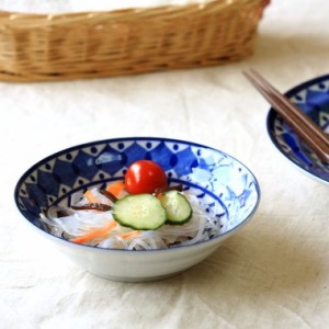 ブルーアラビアン 13.5cm小鉢 日本製 美濃焼 オシャレな欧風デザイン 小皿 取り皿 シンプル ヨーロッパ風 文様