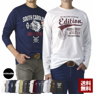 長袖Tシャツ メンズ ロンTee トップス クルーネック カットソー アメカジ ネイティブ プリント 綿Tシャツ【D1M】【パケ2】春新作