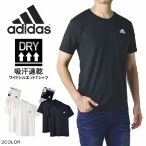 春新作 adidas アディダス メンズ 吸汗速乾Tシャツ 2枚組 綿混 クルーネック ワンポイント アンダーウェア APB4132 正規品【E4C】【パケ1