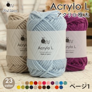 毛糸 ニットワーム AcryloL アクリロ極太 日本製 アクリル毛糸 アクリル100％ かぎ針 棒針 ニット 手編み 編み物 レディース 手芸 ハンド