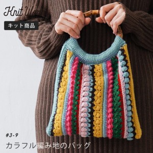 手編み バッグ キット 毛糸 ニットワーム カラフル編み地のバッグ メリノM 編み物 バッグ キット 日本製 手編みキット 編み物キット ウー