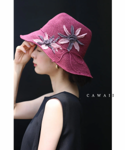 再入荷3月4日 2輪の花咲くデコレーションペーパーハット wkg00553 cawaii 麦わら帽子 レディース帽子 レディース 春夏 uv 帽子 日除け帽