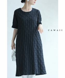 再入荷3月4日 （黒）ぽこぽこ浮き立つ立体オーバルドットのミディアムワンピース wkg00571 cawaii ワンピース レディース ファッション 