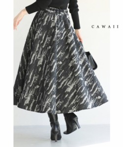 再入荷12月3日 ダメージ風刺繍のアートなミディアムスカート フレア スカート 総柄 秋服 冬服 cawaii wkg00745 S~L対応 後ろゴム 大人可