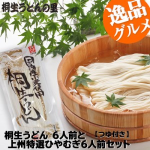 桐生うどん と 上州特選ひやむぎ 6人前セット【 つゆ付き 】ひやむぎ 冷麦 うどん 乾麺 半生麺