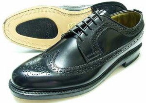 TUFF（タフ）British Classic 本革底 ウィングチップ ビジネスシューズ 黒 ワイズ3E（EEE）【グッドイヤーウェルト製法・日本製・革靴・
