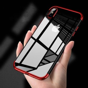 アイフォンケース iPhone iPhoneケース ケース クリアケース クリア 透明 TPU素材 やわらかい レッド ブラック ブルー ローズゴールド