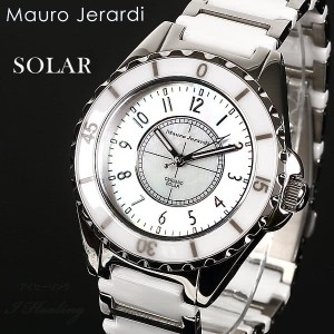 Mauro Jerardi セラミック ソーラー腕時計 メンズ ホワイト アナログ 3気圧防水 マウロジェラルディ MJ041-2