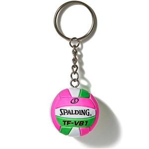 バレーボール キーチェーン ピンク×グリーン 11-009VPG 3.8cm スポルディング 24AW 正規品