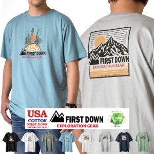 FIRST DOWN ファーストダウン 半袖Tシャツ USAコットン メンズ アウトドア バックプリント【H5C】【送料無料】【メール便2】【メンズ】【