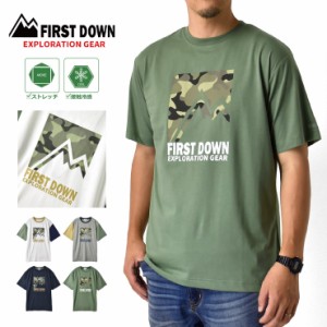 FIRST DOWN EX ファーストダウン 半袖Tシャツ メンズ ビッグロゴ 接触冷感 ストレッチ【B5O】【送料無料】【メール便2】【メンズ】 春新