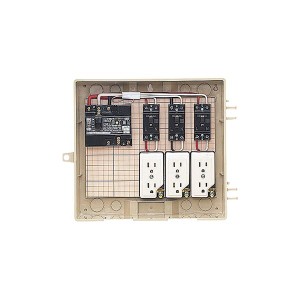 未来工業 【C12-3C】ベージュ 屋外電力用仮設ボックス (漏電しゃ断器・分岐ブレーカ・コンセント内蔵) 透明蓋 30mA 280×332×133