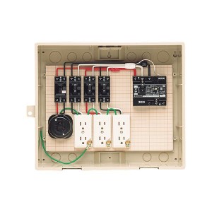 未来工業 【14-31HC】ベージュ 屋外電力用仮設ボックス (漏電しゃ断器・分岐ブレーカ・コンセント内蔵) 30mA 341×435×187