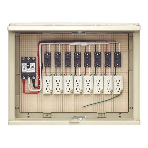 未来工業 【17A-8C6】ベージュ 屋外電力用仮設ボックス (漏電しゃ断器・分岐ブレーカ・コンセント内蔵) 30mA 484×637×299