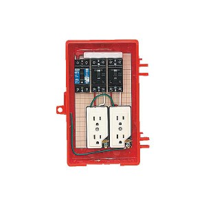 未来工業 【RB-2A】赤色 屋外電力用仮設ボックス (漏電しゃ断器・分岐ブレーカ・コンセント内蔵) 30mA 295×195×150